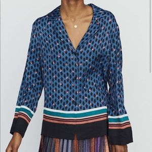 Maje Pajama style shirt with monogram print in size 1